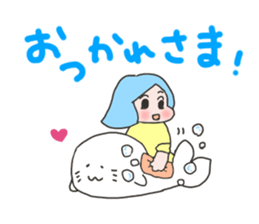 Girl on a seal sticker #4320360