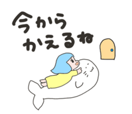 Girl on a seal sticker #4320366