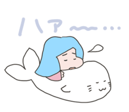 Girl on a seal sticker #4320370