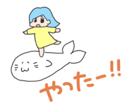 Girl on a seal sticker #4320371