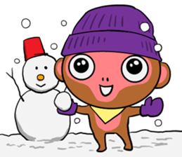 Yellow scarf monkey sticker #4323170