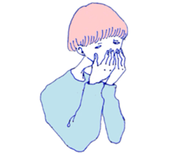 expressionless face boy and girl sticker #4326094