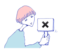 expressionless face boy and girl sticker #4326104