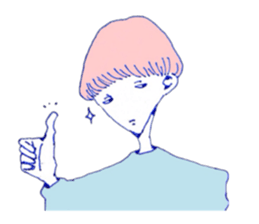 expressionless face boy and girl sticker #4326105