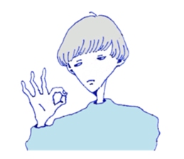 expressionless face boy and girl sticker #4326106