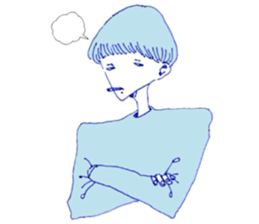 expressionless face boy and girl sticker #4326107