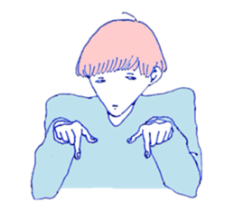 expressionless face boy and girl sticker #4326110