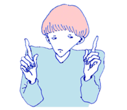 expressionless face boy and girl sticker #4326111