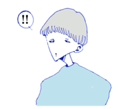 expressionless face boy and girl sticker #4326112