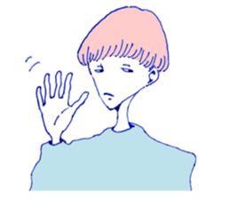 expressionless face boy and girl sticker #4326114