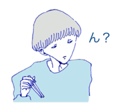 expressionless face boy and girl sticker #4326117