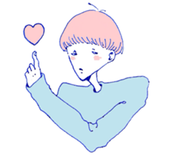 expressionless face boy and girl sticker #4326121