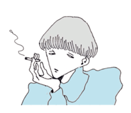 expressionless face boy and girl sticker #4326123