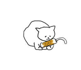 Cat and fish sausage 2 sticker #4326316