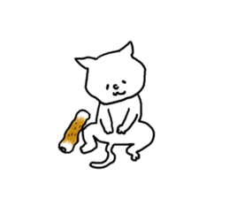 Cat and fish sausage 2 sticker #4326320