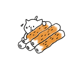 Cat and fish sausage 2 sticker #4326323