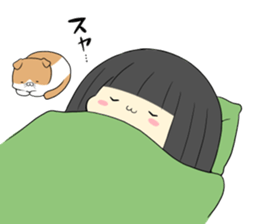 lazy woman and cat sticker #4337706