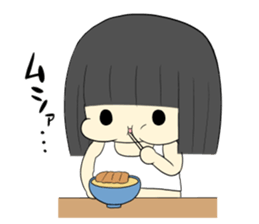 lazy woman and cat sticker #4337709