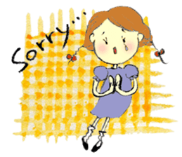 A little girl in the garden sticker #4338937