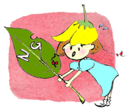 A little girl in the garden sticker #4338939