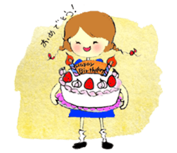 A little girl in the garden sticker #4338940