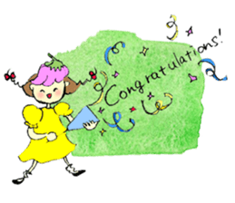 A little girl in the garden sticker #4338942