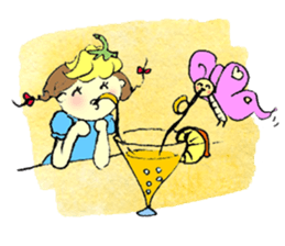 A little girl in the garden sticker #4338944