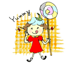 A little girl in the garden sticker #4338945