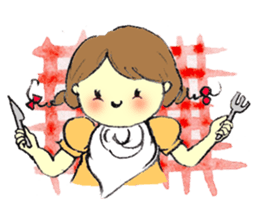 A little girl in the garden sticker #4338946