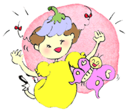 A little girl in the garden sticker #4338947