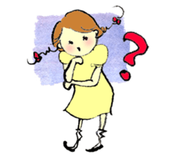 A little girl in the garden sticker #4338948