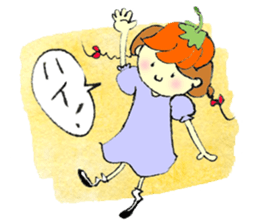 A little girl in the garden sticker #4338949