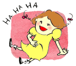 A little girl in the garden sticker #4338950