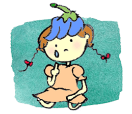 A little girl in the garden sticker #4338951