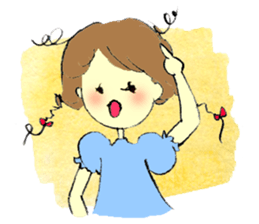 A little girl in the garden sticker #4338953