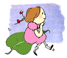 A little girl in the garden sticker #4338955