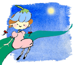 A little girl in the garden sticker #4338959