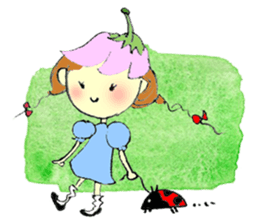 A little girl in the garden sticker #4338960