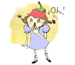 A little girl in the garden sticker #4338962