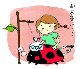 A little girl in the garden sticker #4338963