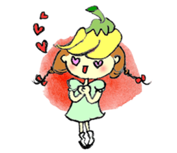 A little girl in the garden sticker #4338964