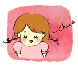 A little girl in the garden sticker #4338966