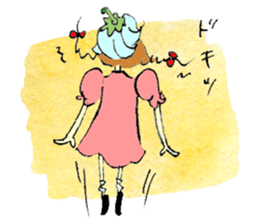 A little girl in the garden sticker #4338969