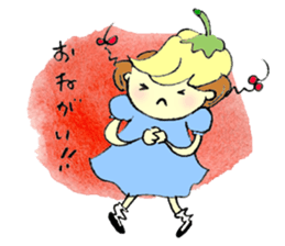 A little girl in the garden sticker #4338970