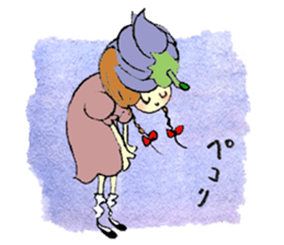 A little girl in the garden sticker #4338971