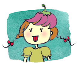 A little girl in the garden sticker #4338972