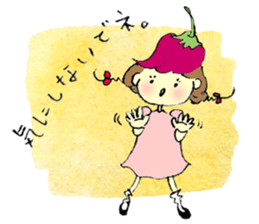 A little girl in the garden sticker #4338975