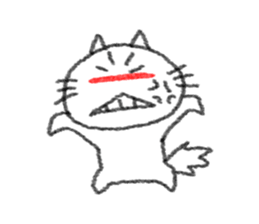 Handwriting style white cat sticker #4356552