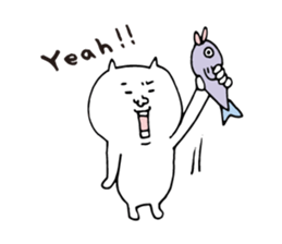 One Word white cat sticker #4374398