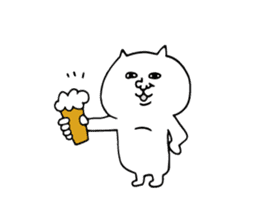 One Word white cat sticker #4374415
